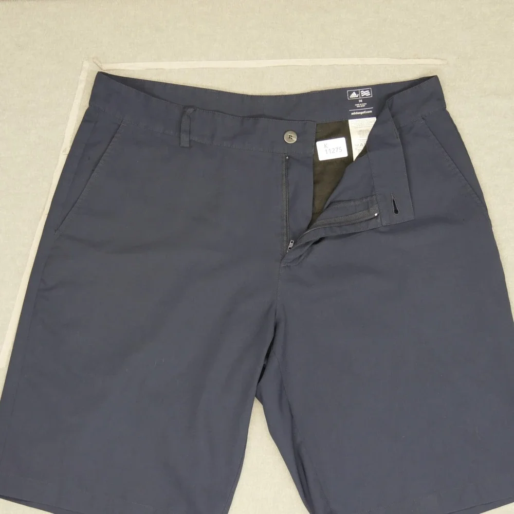 Adidas Men Shorts 36 Blue Chino Golf Logo Pockets Mid‎ Rise 11